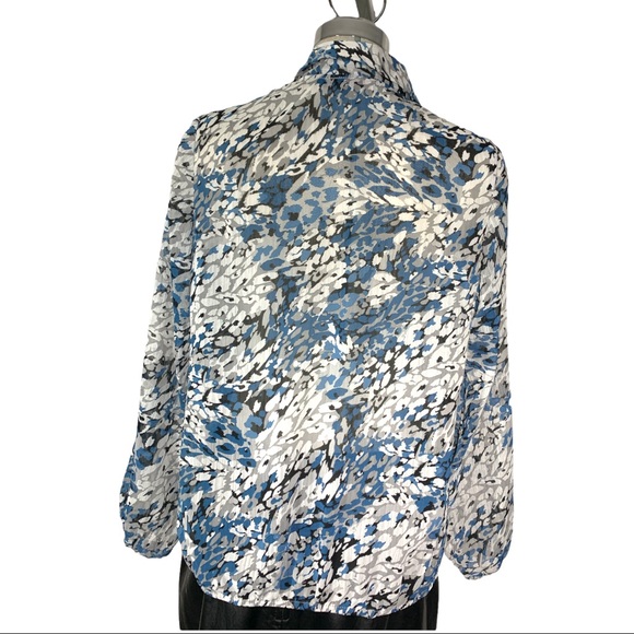 Jessica Leopard Blue Black and white Long Sleeves  Blouse Siz 12 - Picture 3 of 7